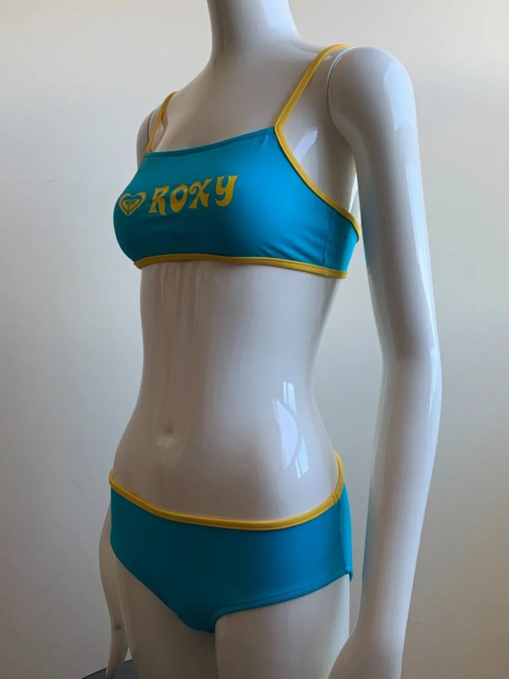 Roxy Girls logo swimwear turquoise blue sporty 2pc bikini set